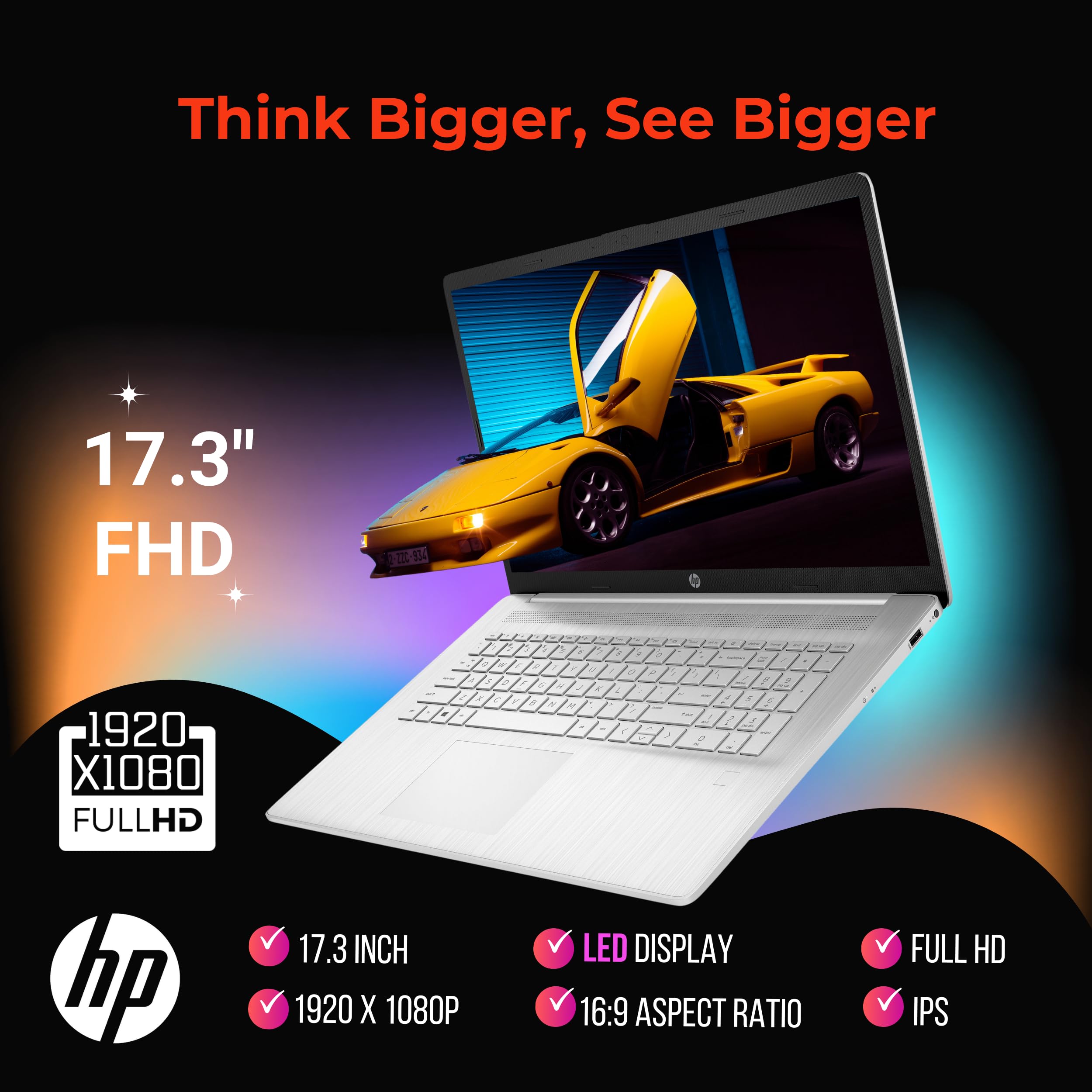 Amazon.com: HP 17.3 Laptop, 17.3 FHD LED IPS Display, AMD